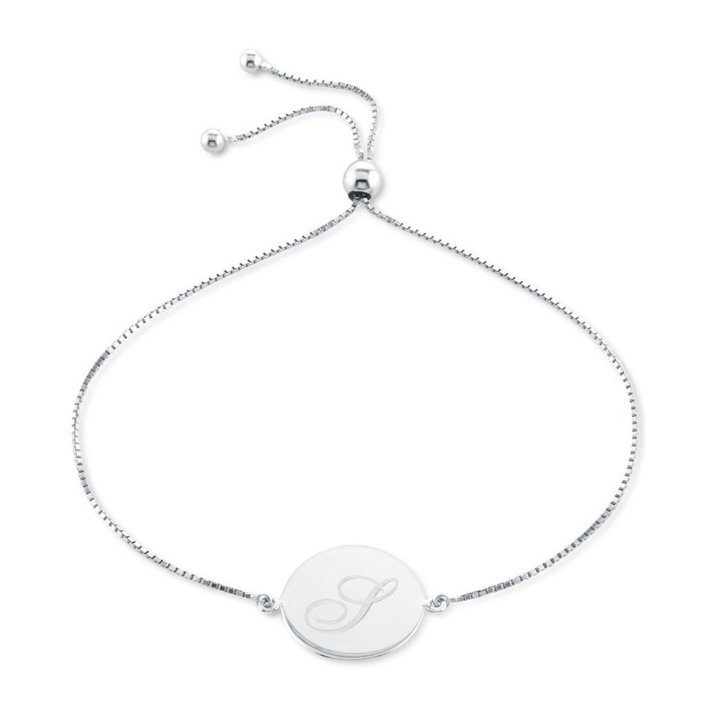 Giani Bernini Engraved Script Initial S Disc Bolo Bracelet in Silver MSRP $85 NW